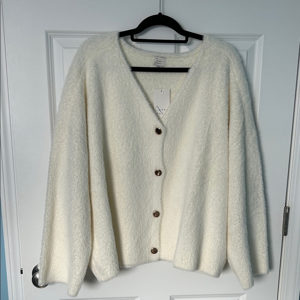 NWT a new day Soft Fuzzy Cream Cardigan with Gold Buttons | Cozy Cardigan |Fuzzy